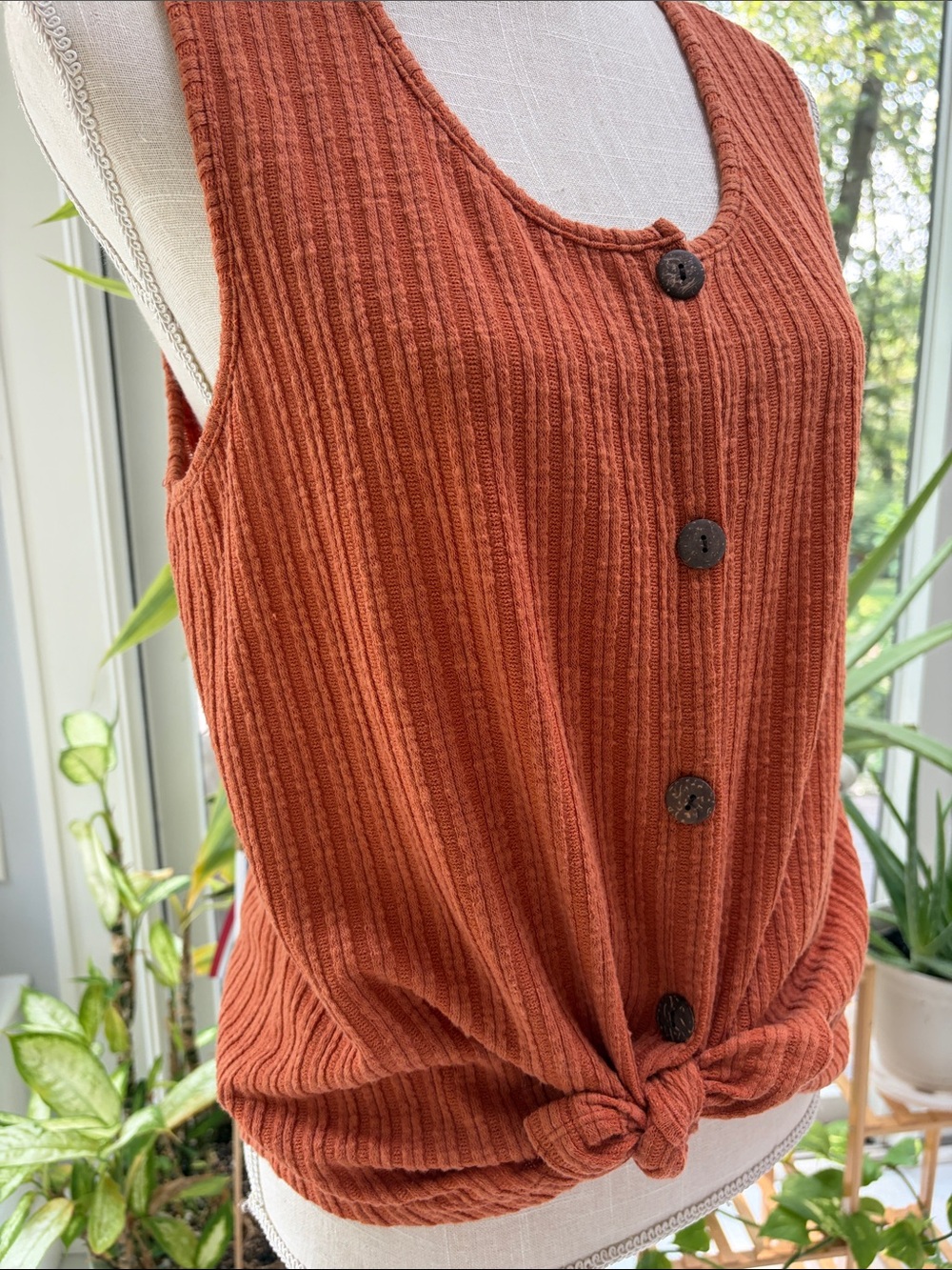 W5 Ribbed Tank in Rust Orange - Picture 3 of 8